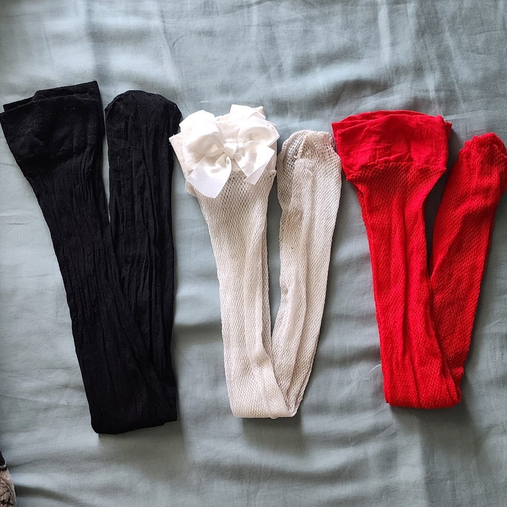Black, White, and Red Tights Set